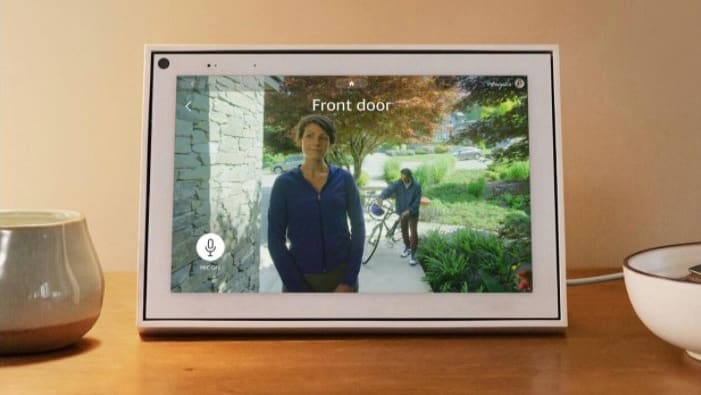 White Portal displaying feed from doorbell camera
