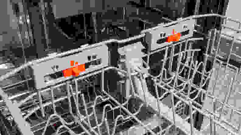 The Samsung DW80R9950UT/AA dishwasher's second rack can adjust its tines to one of three different angles.