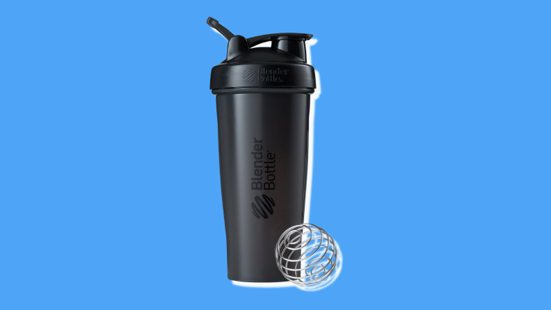 A black BlenderBottle with the blender module.