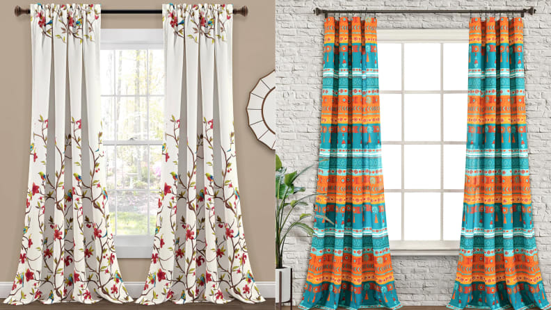 A split panel of two curtains from QVC, one of the best places to buy curtains online.