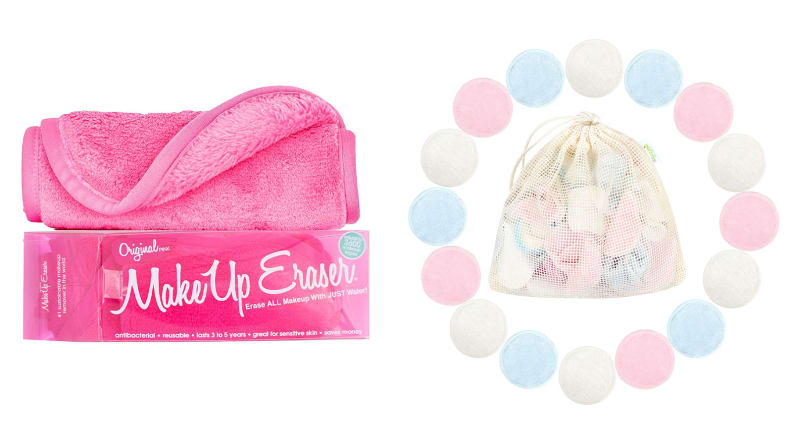 A photo of the Makeup Eraser and the Wegreeco Reusable Bamboo Makeup Remover Pads.