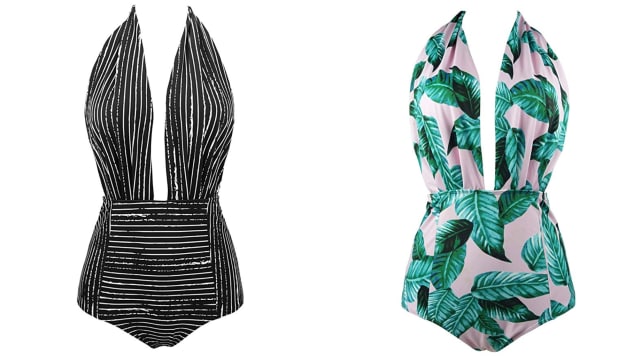 COCOSHIP Retro One Piece Backless Swimsuit