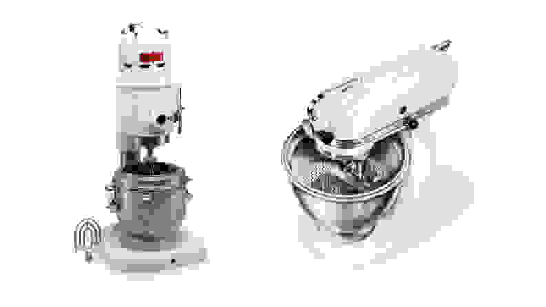 Left: Vintage KitchenAid mixers H-5 and on the right the Model K.