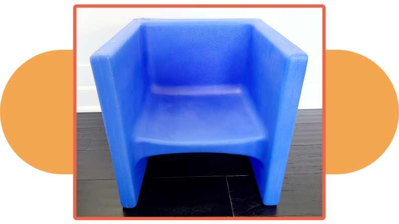 A Children's Factory Store cube chair.
