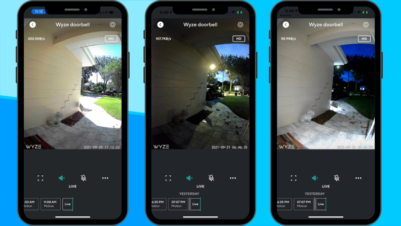 The day and night view from the Wyze Video Doorbell.