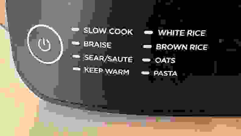The various cooking settings offered on the touch panel of the Ninja Foodi PossibleCooker Slow Cooker.