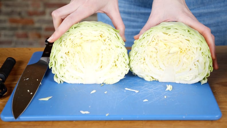 Chopping the cabbage