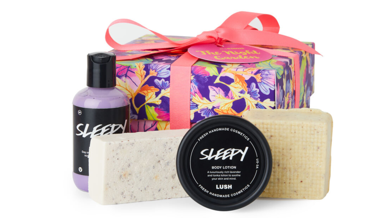 Lush box of soap and body wash