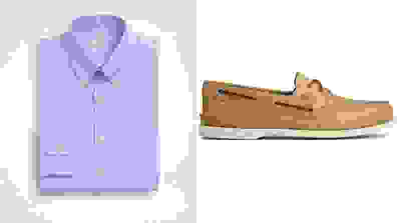 布鲁斯兄弟衬衫，斯佩里的船鞋。
