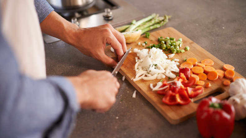 Chopping ingredients for induction cooking