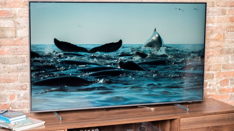 The Samsung Q60B displaying 4K/HDR content in a living room setting
