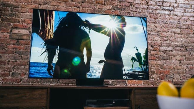 Television playing movie.