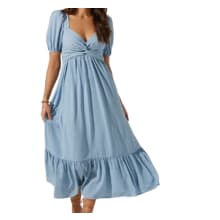 Product image of ASTR the Label Tie Back Puff Sleeve Midi Dress