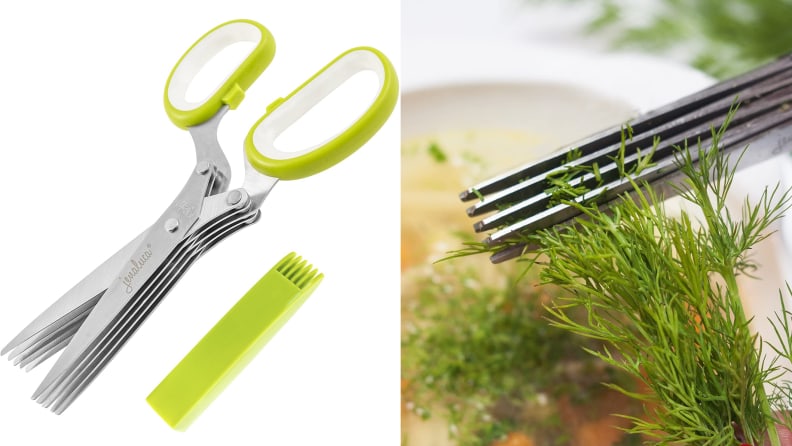 Jenaluca Herb Scissors with 5 Blades and Cover - Cool Kitchen Gadgets