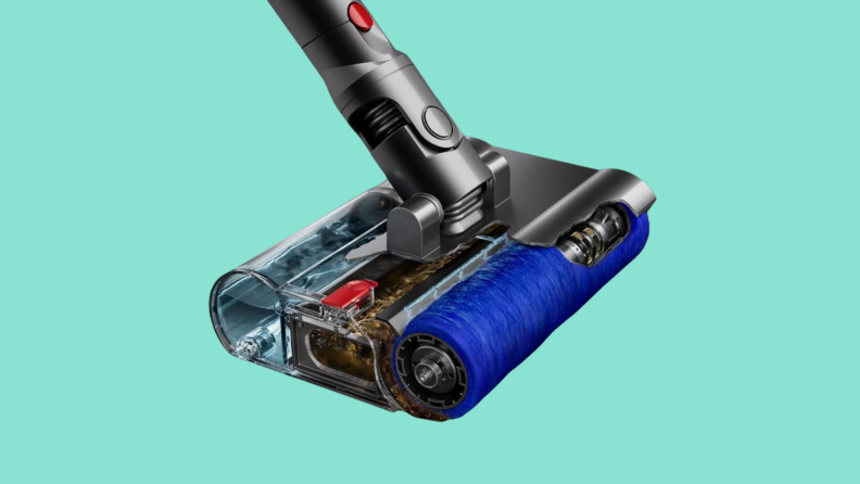 Product image of the Dyson Submarine Wet Roller Head Vacuum on a Reviewed background.