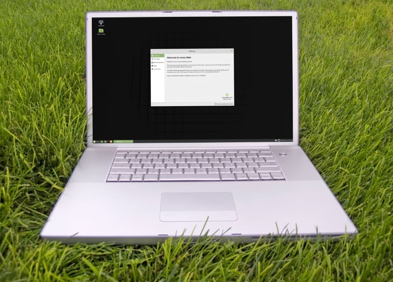 laptop in the grass