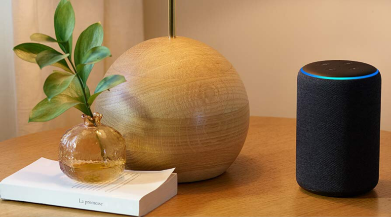 An Amazon Echo (third-generation) smart speaker