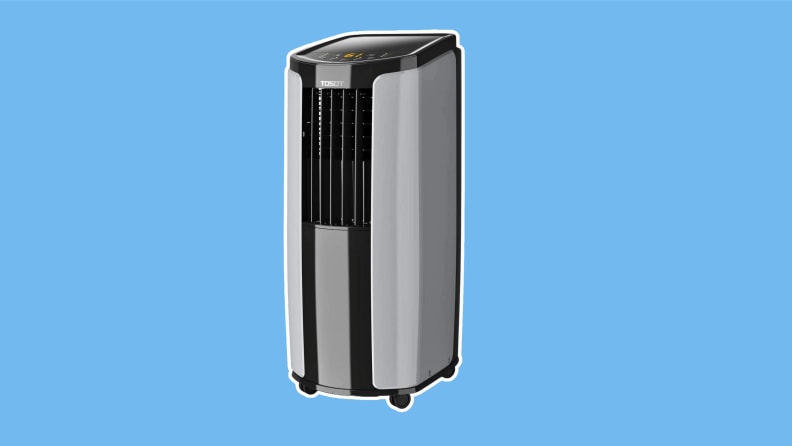 A  Tosot GPC05AK-A3NNA2B portable air conditioner on a blue background
