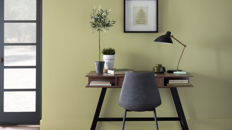 An office painted in Behr's color of the year, Back to Nature