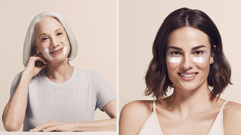 Two women wear anti-wrinkle patches