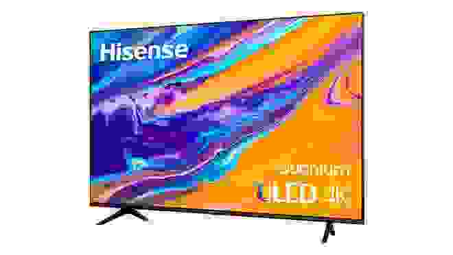 Hisense television with bright color pattern on screen.
