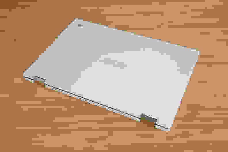 A closed laptop on a desk