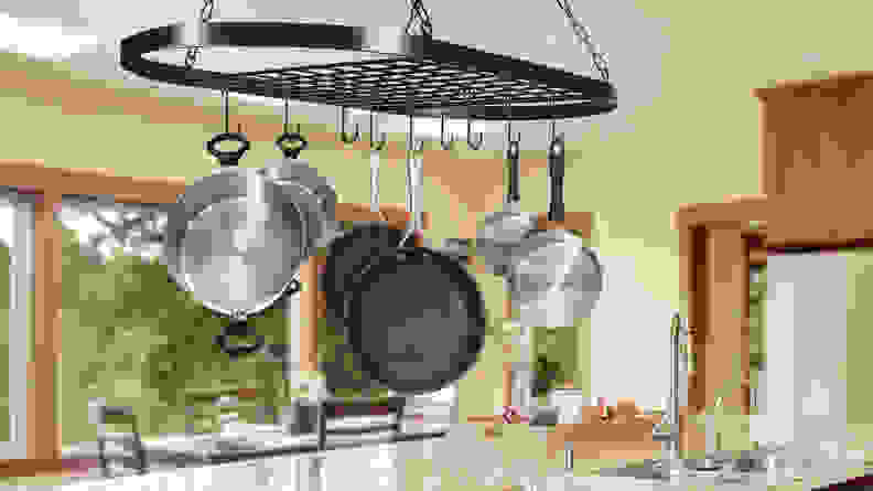 Hanging pot rack - Renovation-free ways to add counter space