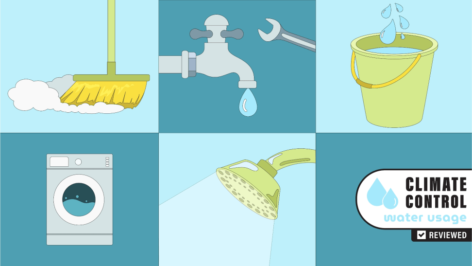 A grid collage showing off different methods for water conservation.