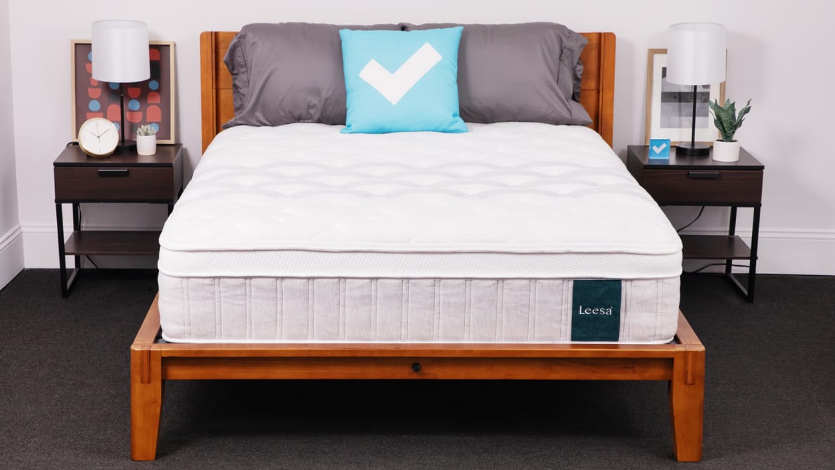 The Leesa Sapira Chill hybrid mattress in a bedroom.