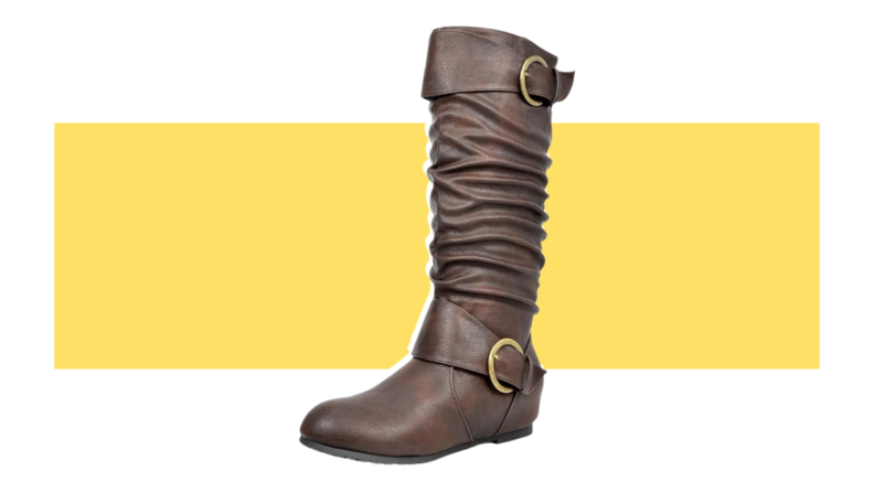 A slouchy leather knee-high boot.