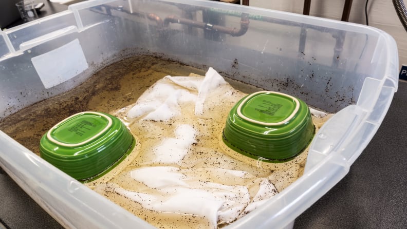 Each t-shirt was soaked in the sweat bath for four hours.