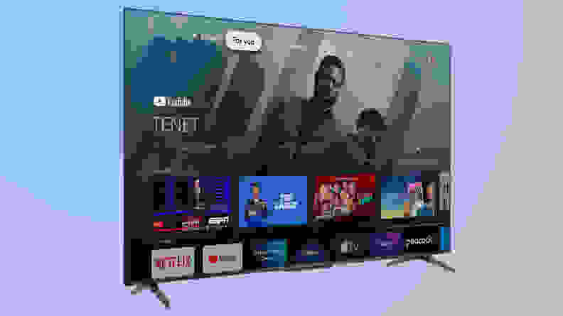 The TCL 5-Series with Google TV displaying the Google TV home screen