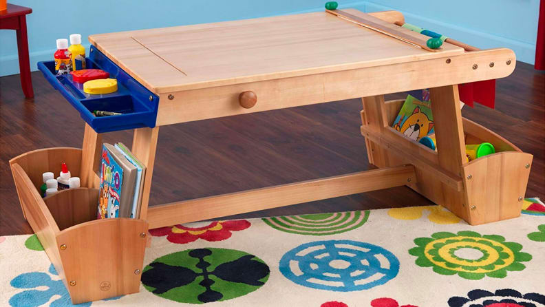 A table made just for kids and their art supplies.