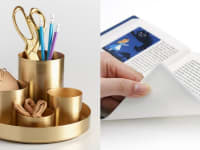 Left: Gold Desk Organizer; Right: Literature Mousepad
