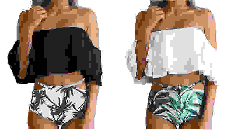 Tempt Me Two Piece With Print Cut Out Bottoms