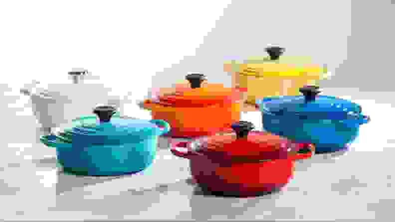 Le Creuset Dutch ovens in many colors