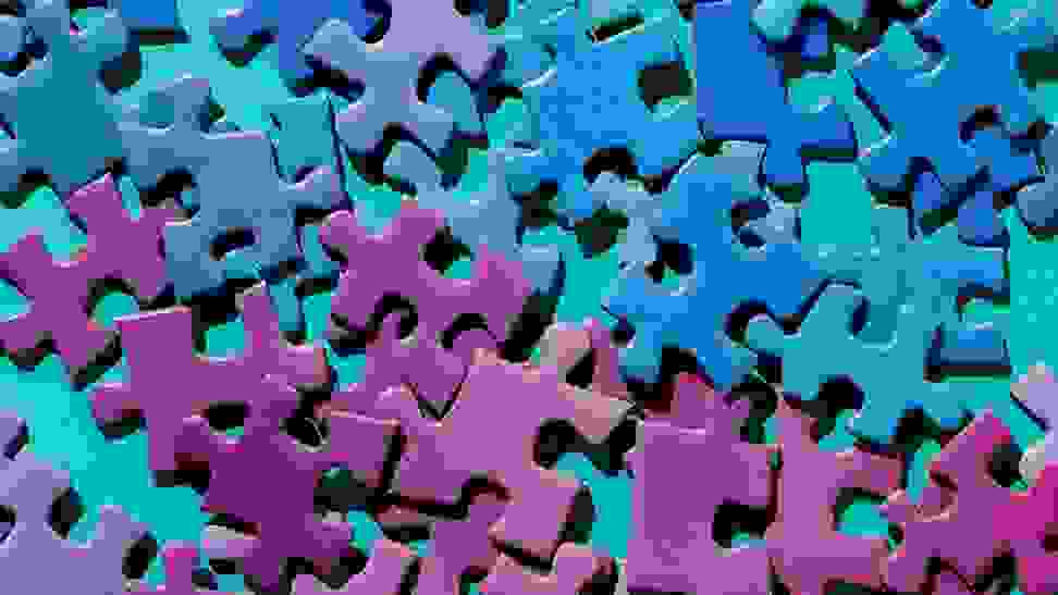 A set of colorful puzzle pieces.