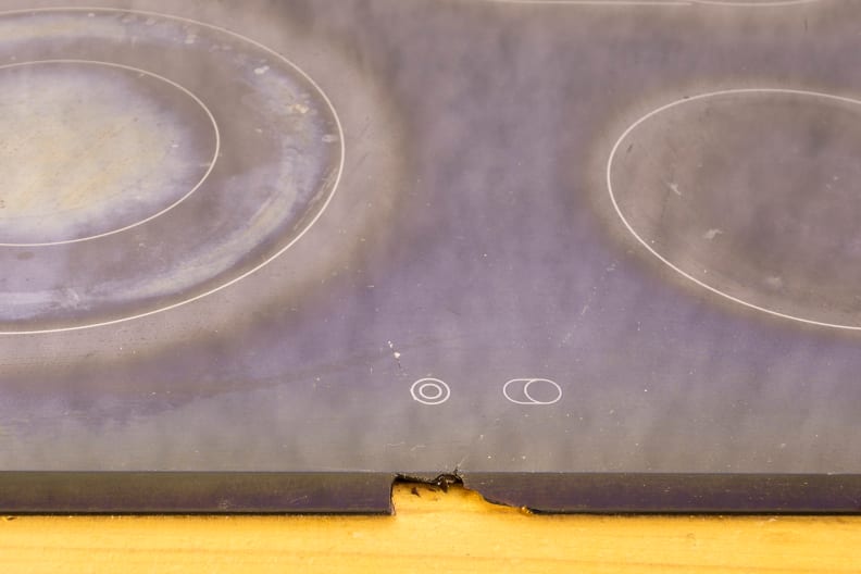 Broken ceramic glass cooktop