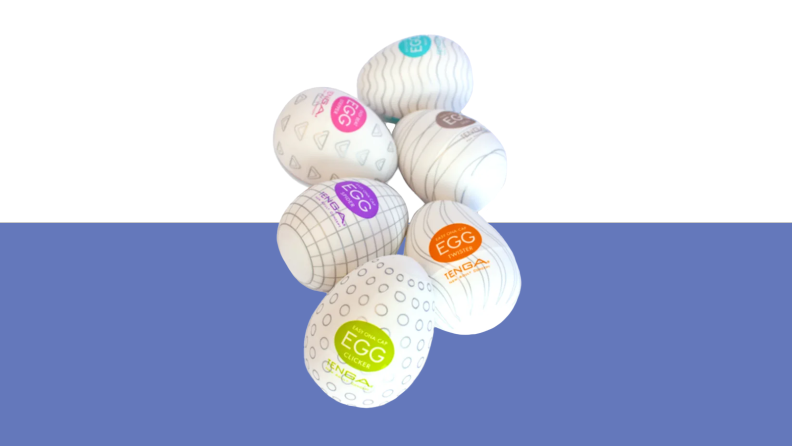 Product shot of six assorted Tenga Easy Beat 6-Pack Eggs.