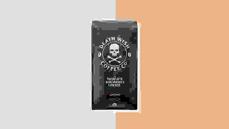 The package of Death Wish Coffee featuring skull and crossbones.