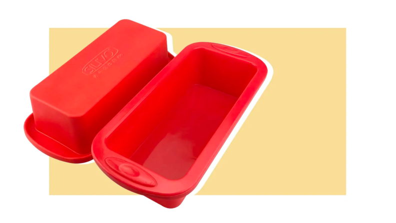A pair of red bread pans.