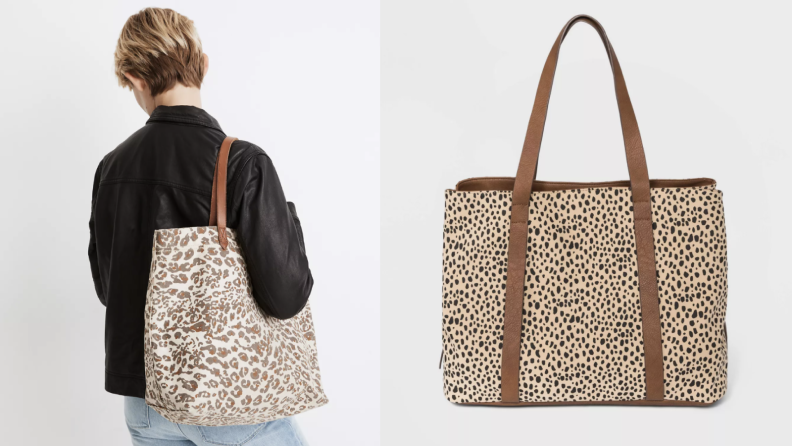 Leopard print totes