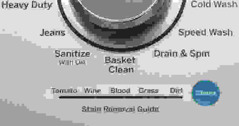 A stain guide helps automatically adjust the washer to the right settings.