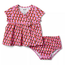 Product image of Baby Adaptive Short Sleeve Pink Modern Geo Faux Wrap Dress