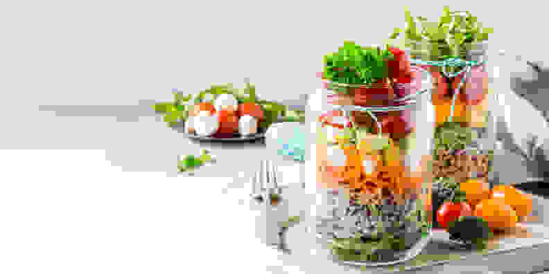 Mason Jars with food in them