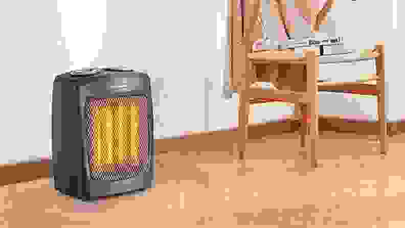 An andily space heater in a living room.