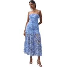 Product image of Helsi Audrey Square-Neck Floral Applique Sheer Midi Dress