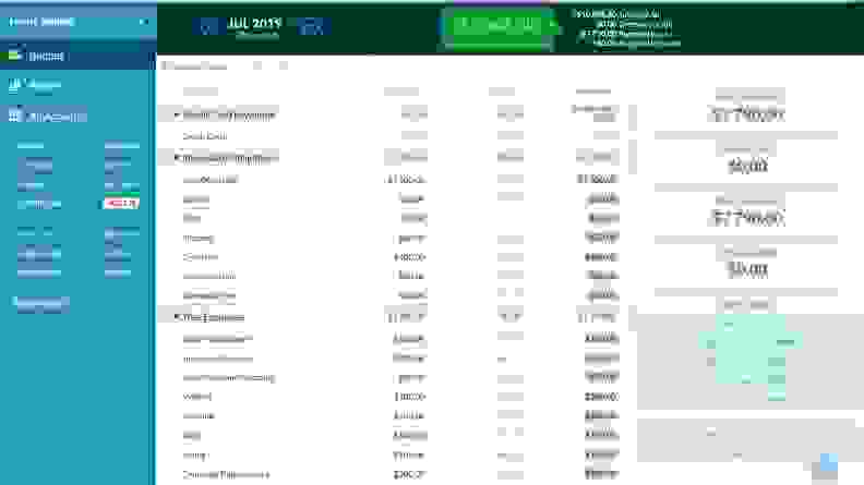 A screenshot of YNAB (You Need a Budget) on its main web page, which shows various expense categories with specific lists, such as Software Subscriptions.