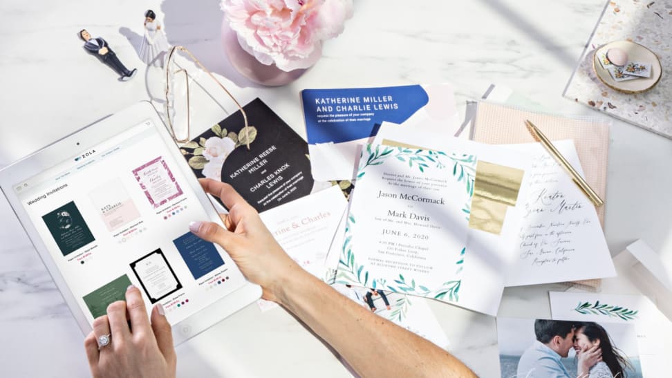 Wedding invites on a table