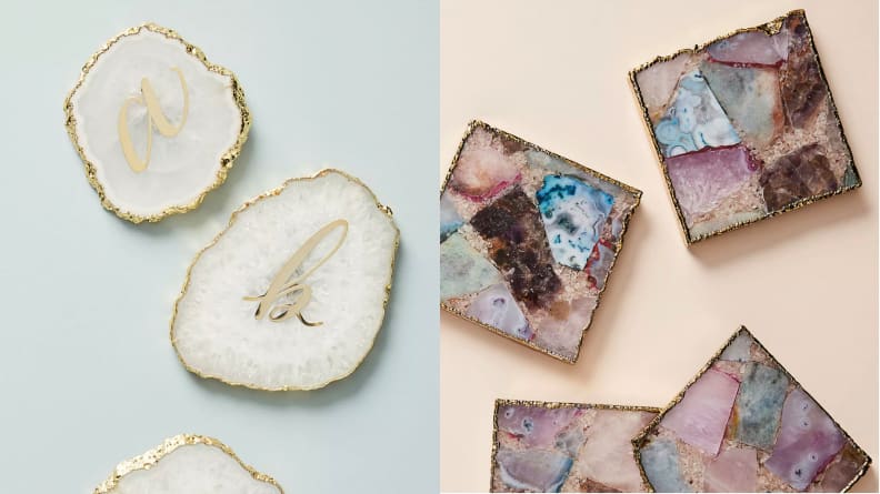 A monogrammed coaster and an agate coaster set, among best things to buy at Anthropologie.